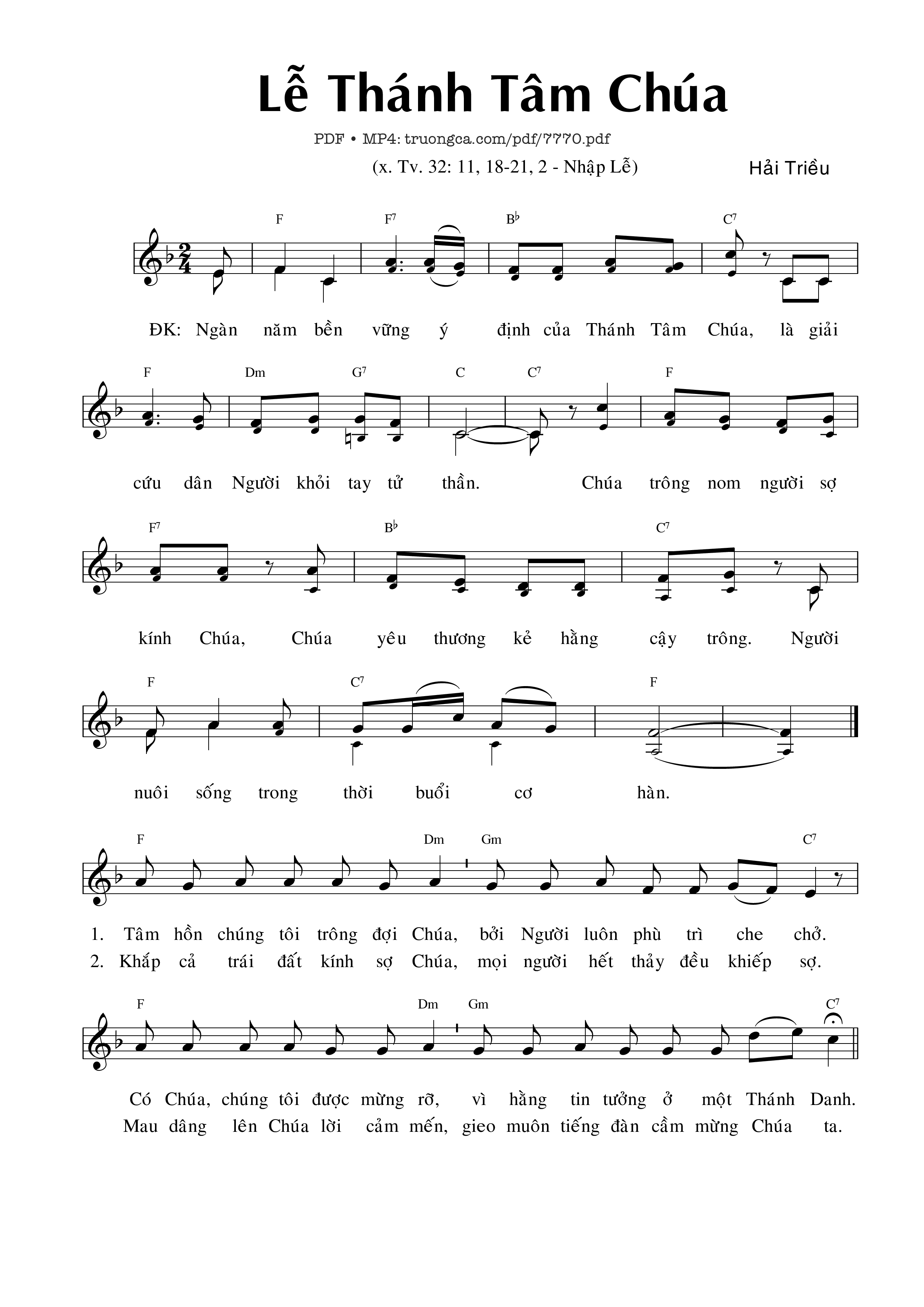 Page 1 of Sheet music PDF Lễ Thánh Tâm Chúa (Thánh Vịnh 32) - Hải Triều