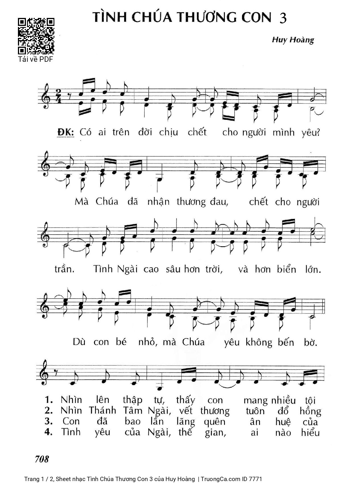 Sheet PDF of Tình Chúa Thương Con 3