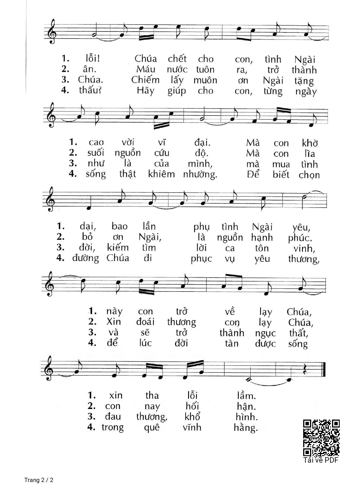 Page 2 of Sheet music PDF Tình Chúa Thương Con 3 - Huy Hoàng