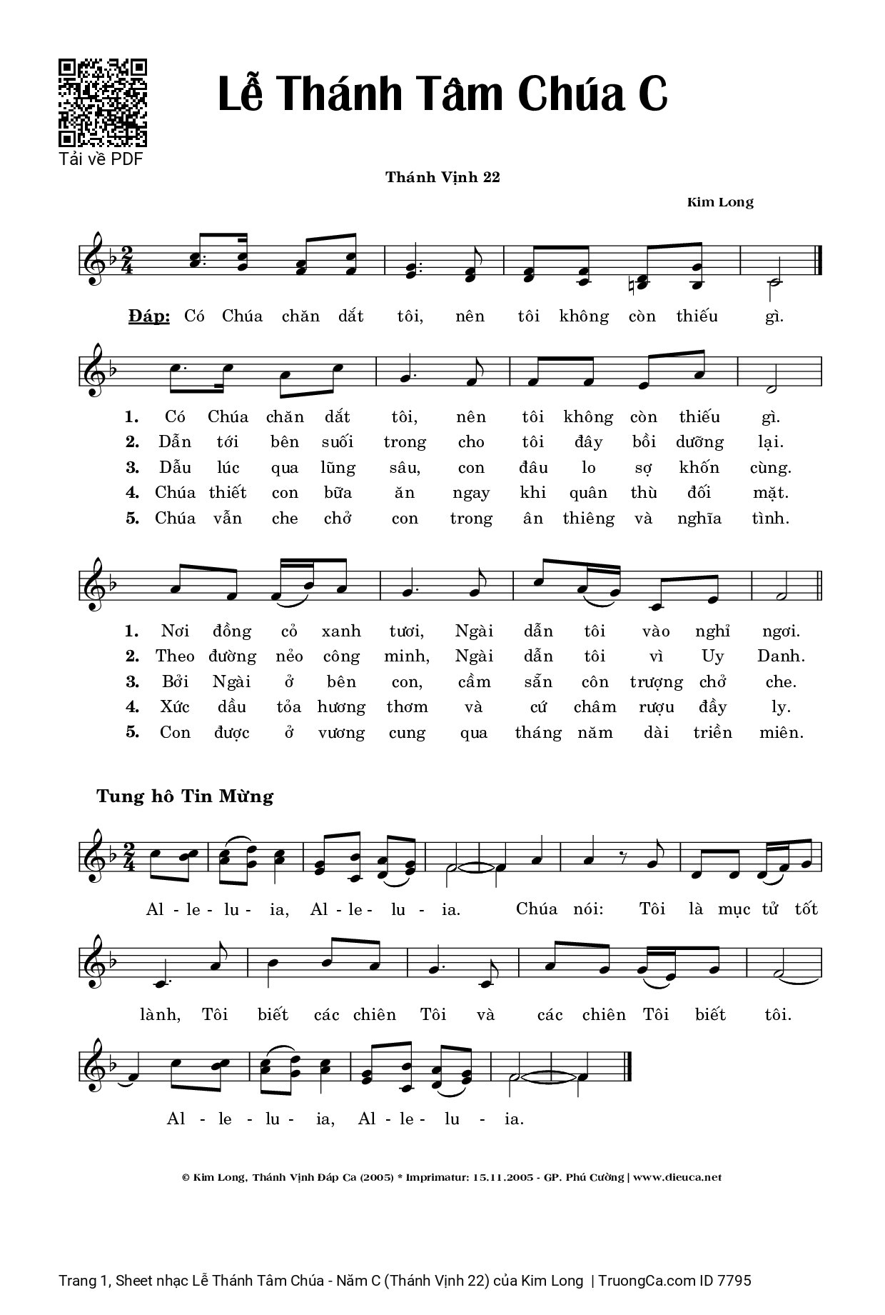 Sheet PDF of Lễ Thánh Tâm Chúa - Năm C (Thánh Vịnh 22)