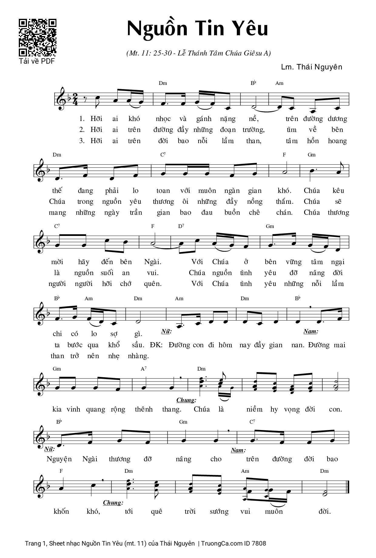 Page 1 of Sheet music PDF Nguồn Tin Yêu (mt. 11) - Thái Nguyên