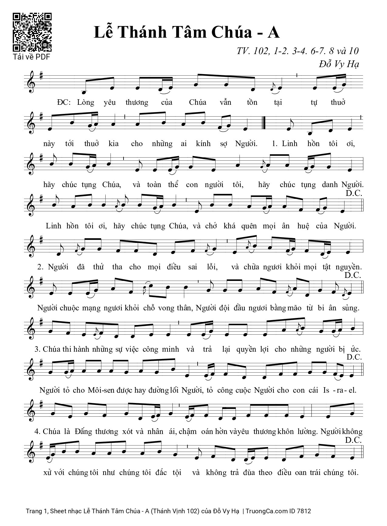Sheet PDF of Lễ Thánh Tâm Chúa - A (Thánh Vịnh 102)