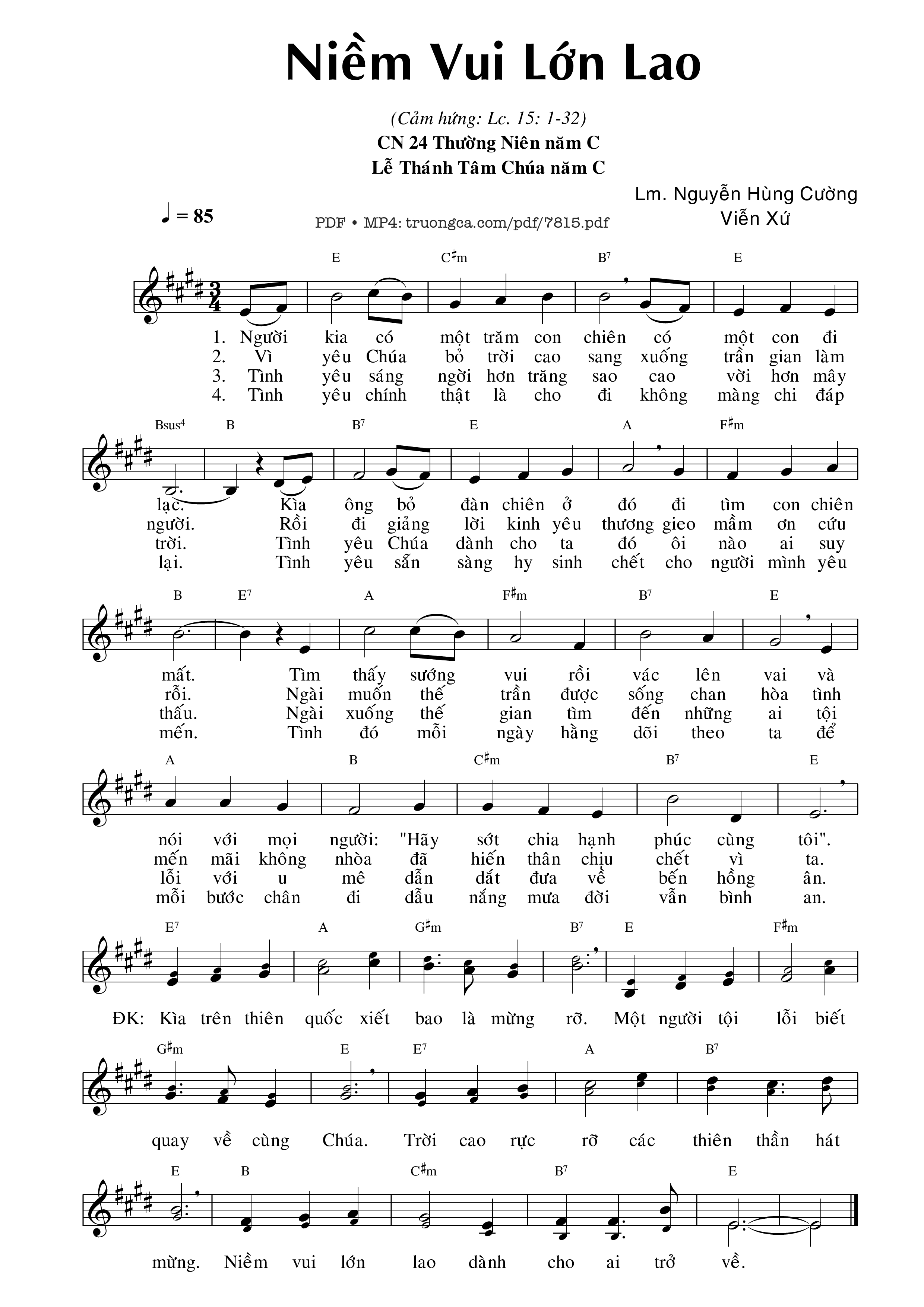 Sheet PDF of Niềm Vui Lớn Lao (lc. 15)