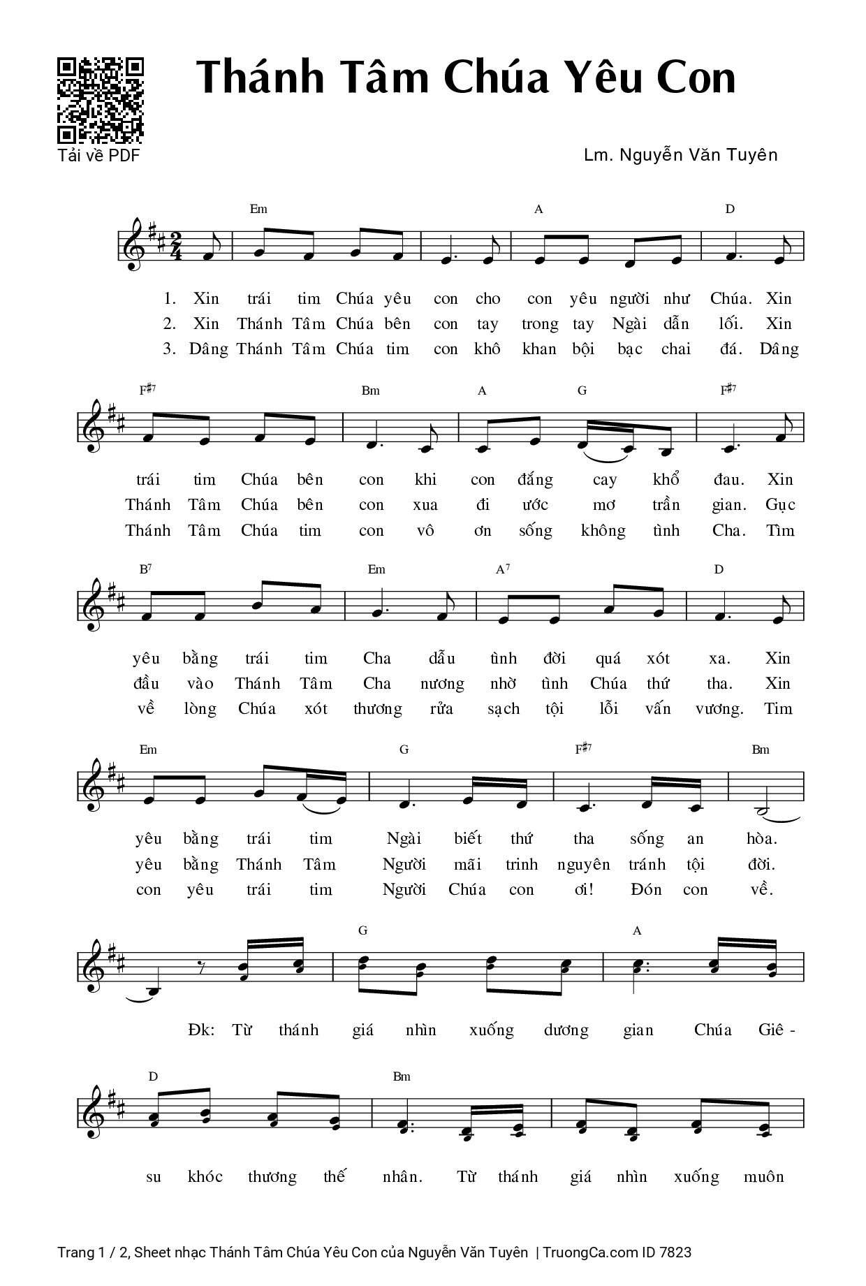 Sheet PDF of Thánh Tâm Chúa Yêu Con