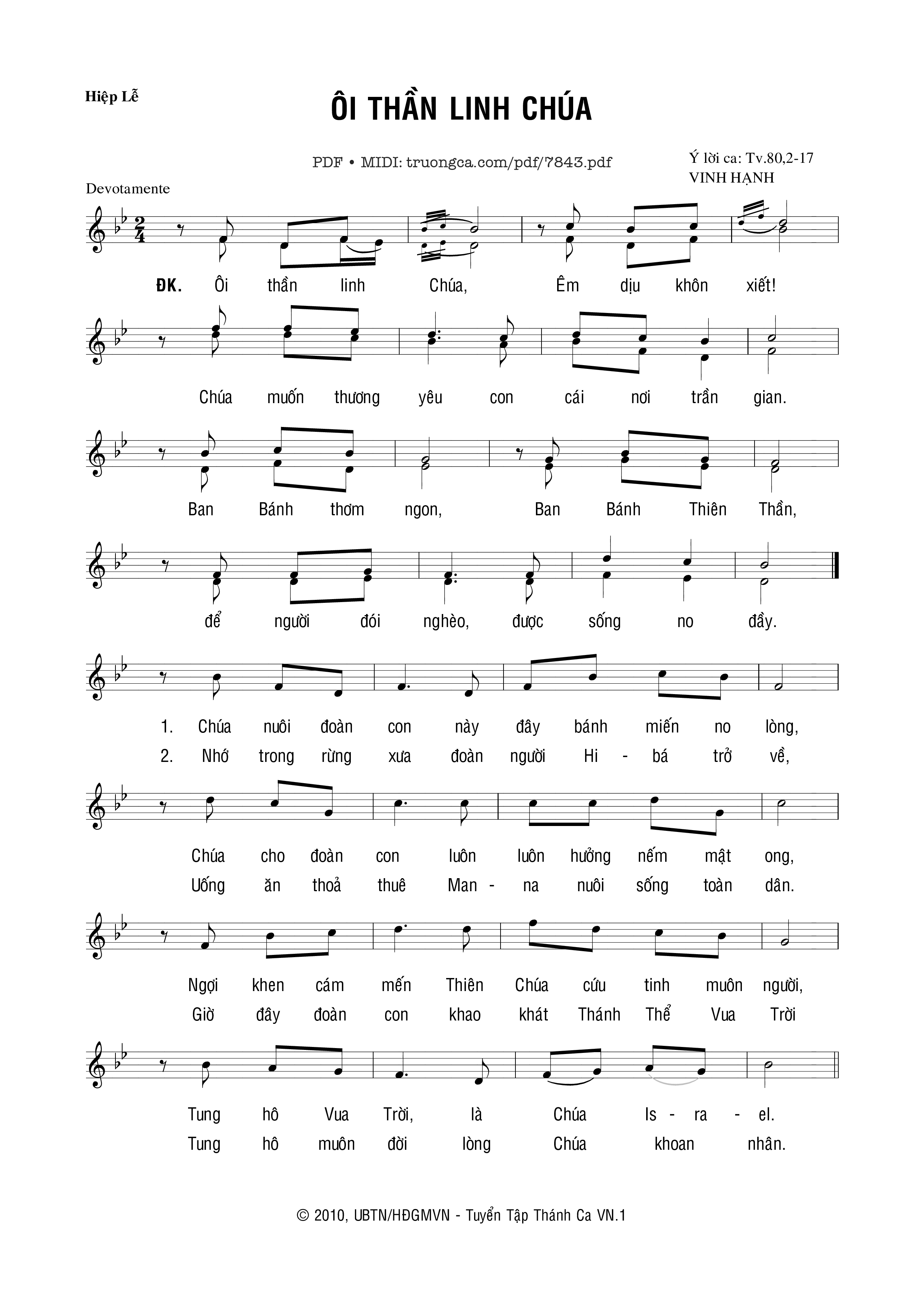 Sheet PDF of ôi Thần Linh Chúa