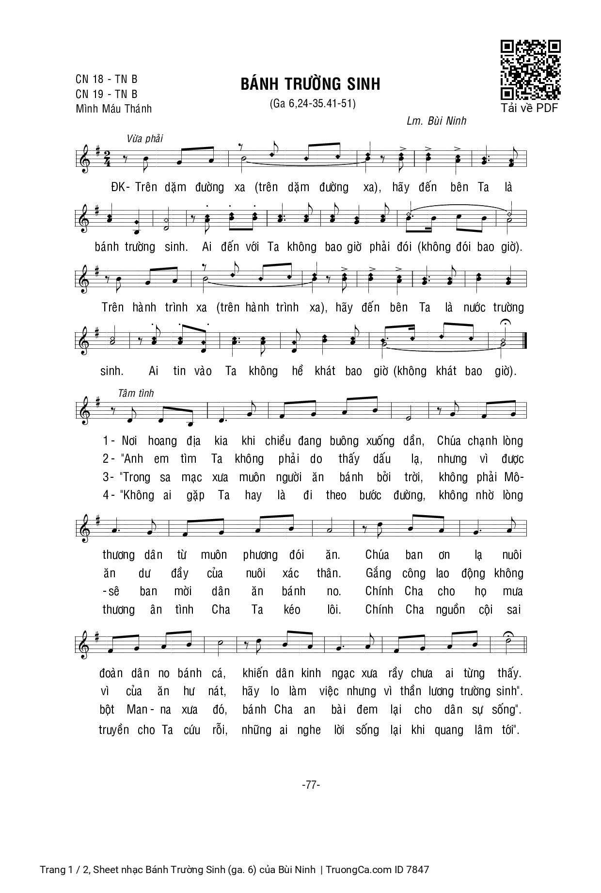 Sheet PDF of Bánh Trường Sinh (ga. 6)