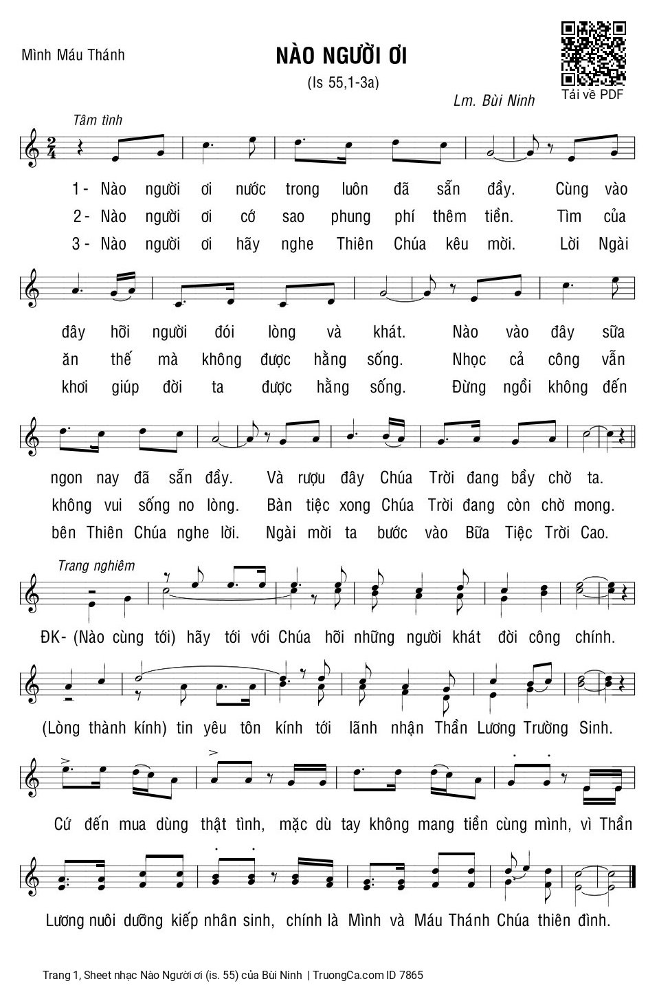 Page 1 of Sheet music PDF Nào Người ơi (is. 55) - Bùi Ninh