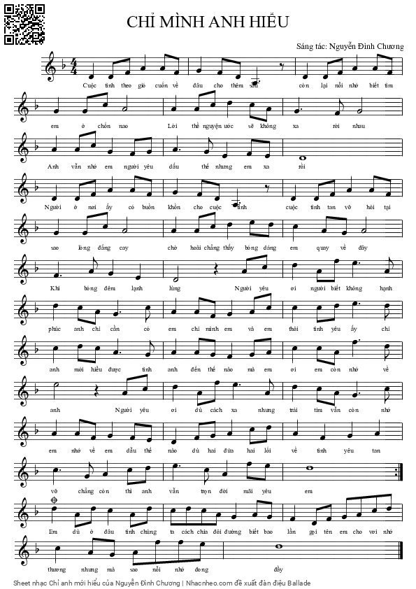 Page 1 of Sheet music PDF Chỉ anh mới hiểu - Nguyễn Đình Chương