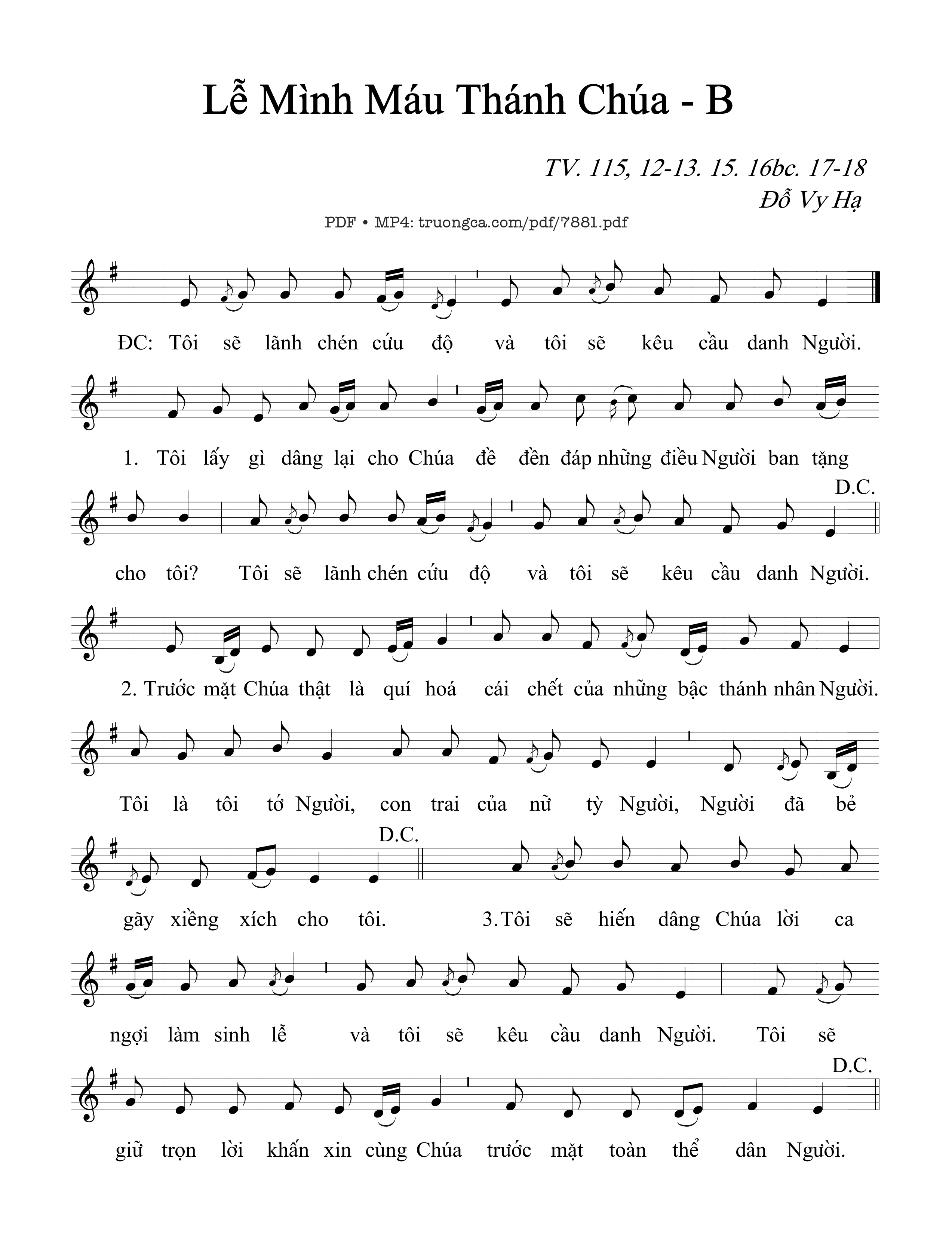 Sheet PDF of Lễ Mình Máu Thánh Chúa - Năm B (Thánh Vịnh 115)