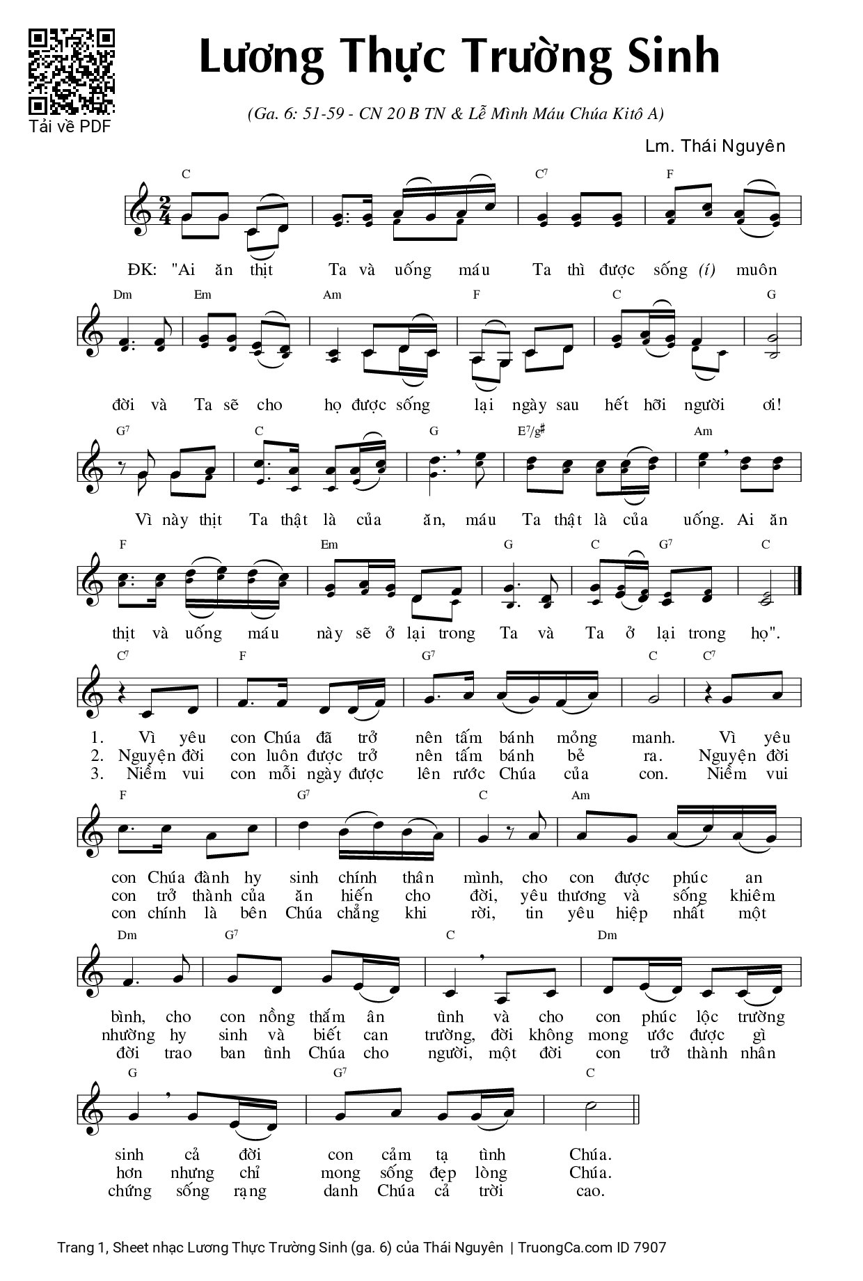 Sheet PDF of Lương Thực Trường Sinh (ga. 6)