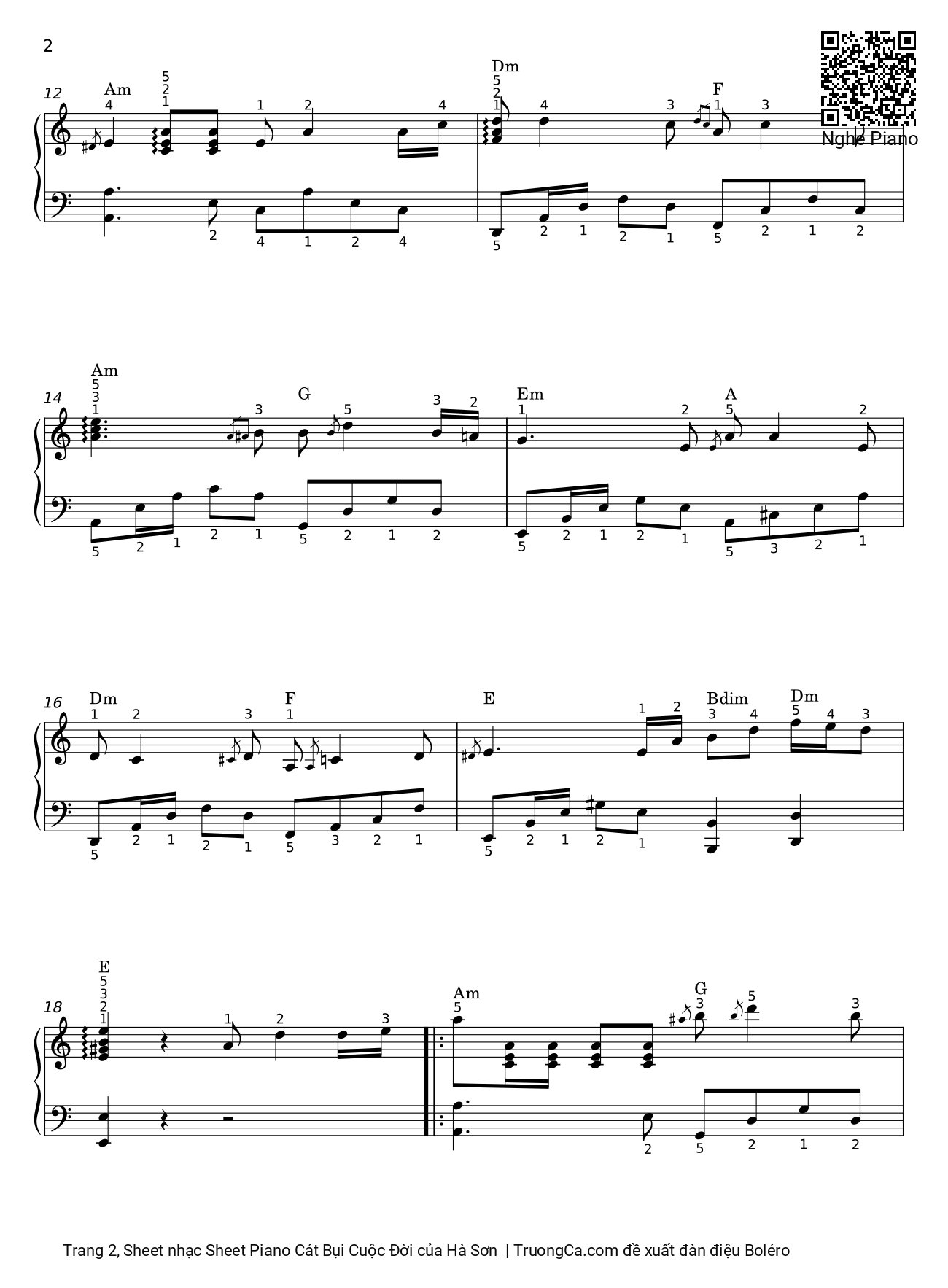 Page 2 of Sheet music PDF Sheet Piano Cát Bụi Cuộc Đời - Hà Sơn