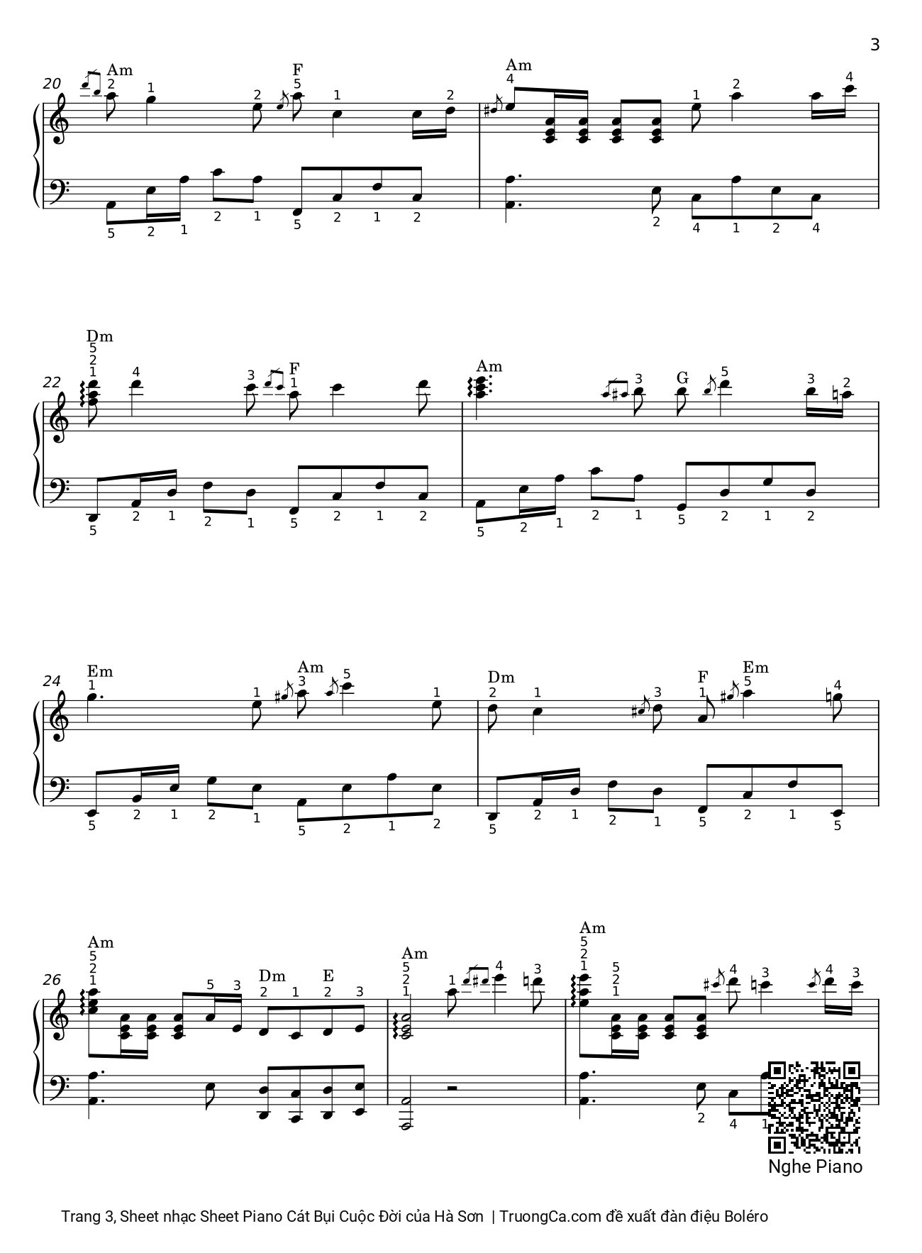 Page 3 of Sheet music PDF Sheet Piano Cát Bụi Cuộc Đời - Hà Sơn