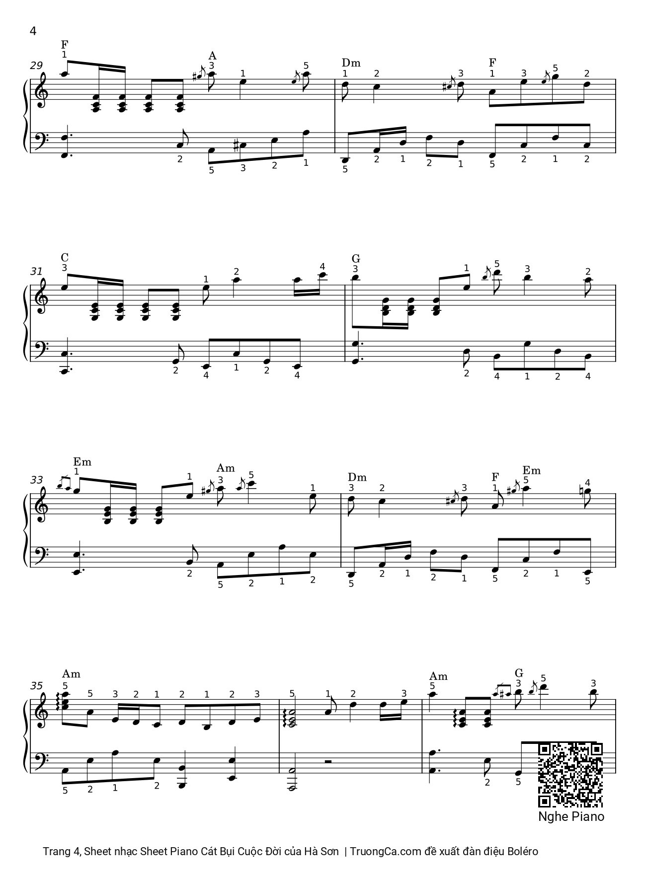 Page 4 of Sheet music PDF Sheet Piano Cát Bụi Cuộc Đời - Hà Sơn