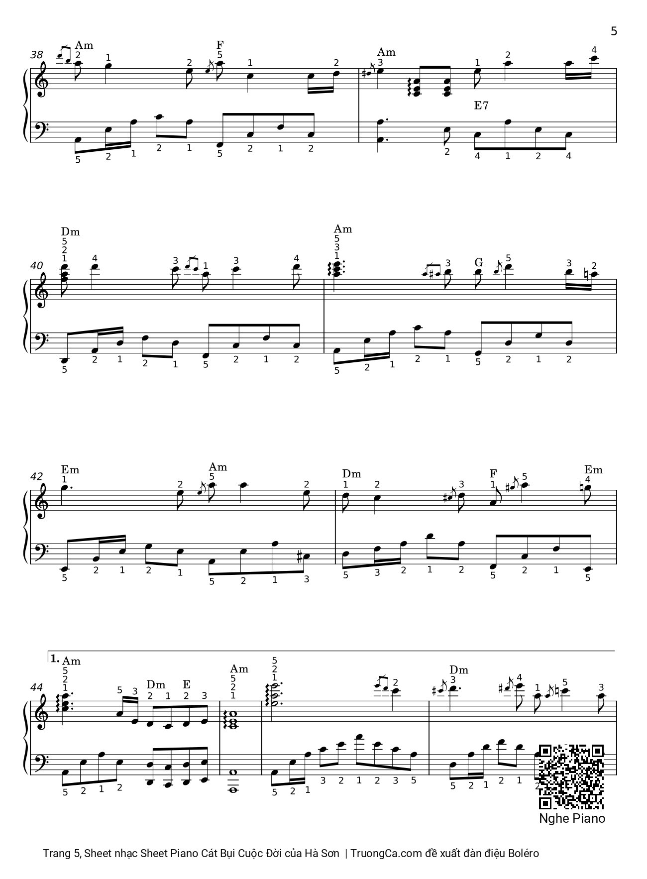 Page 5 of Sheet music PDF Sheet Piano Cát Bụi Cuộc Đời - Hà Sơn