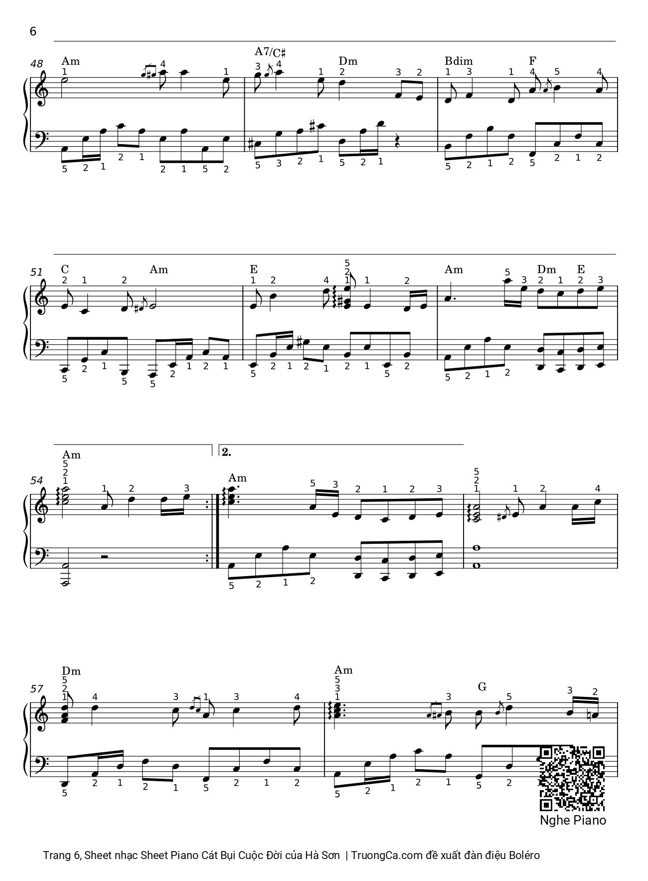 Page 6 of Sheet music PDF Sheet Piano Cát Bụi Cuộc Đời - Hà Sơn