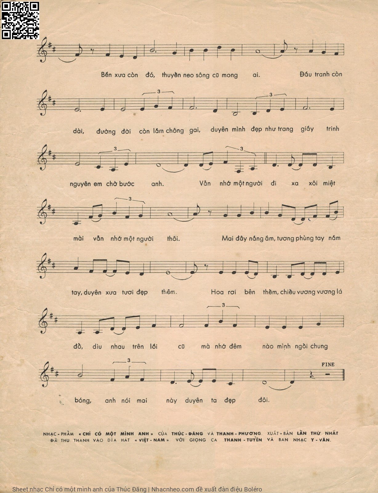 Page 3 of Sheet music PDF Chỉ có một mình anh - Thúc Đăng