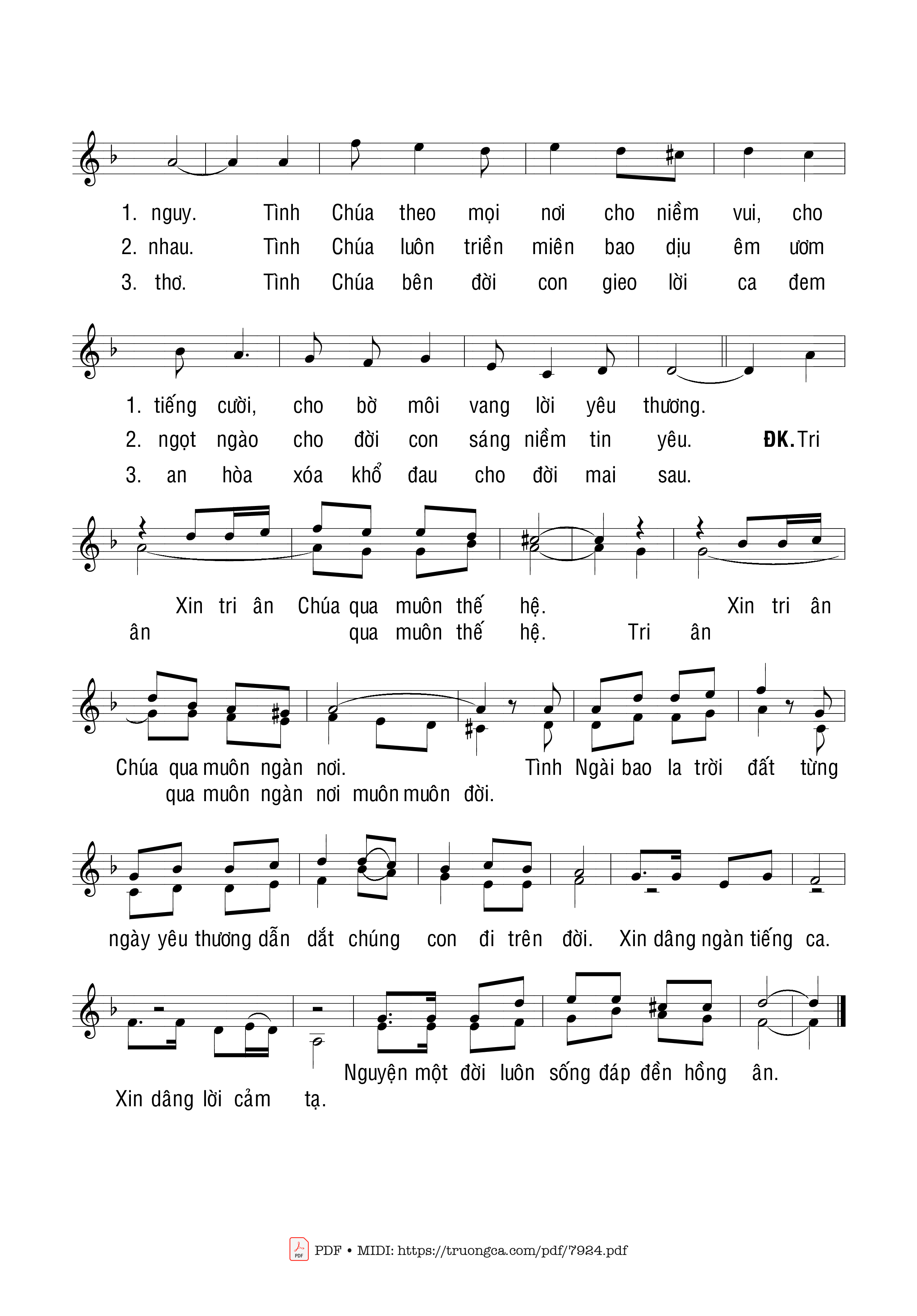 Page 2 of Sheet music PDF Tri ân Tình Chúa - Ngọc Linh