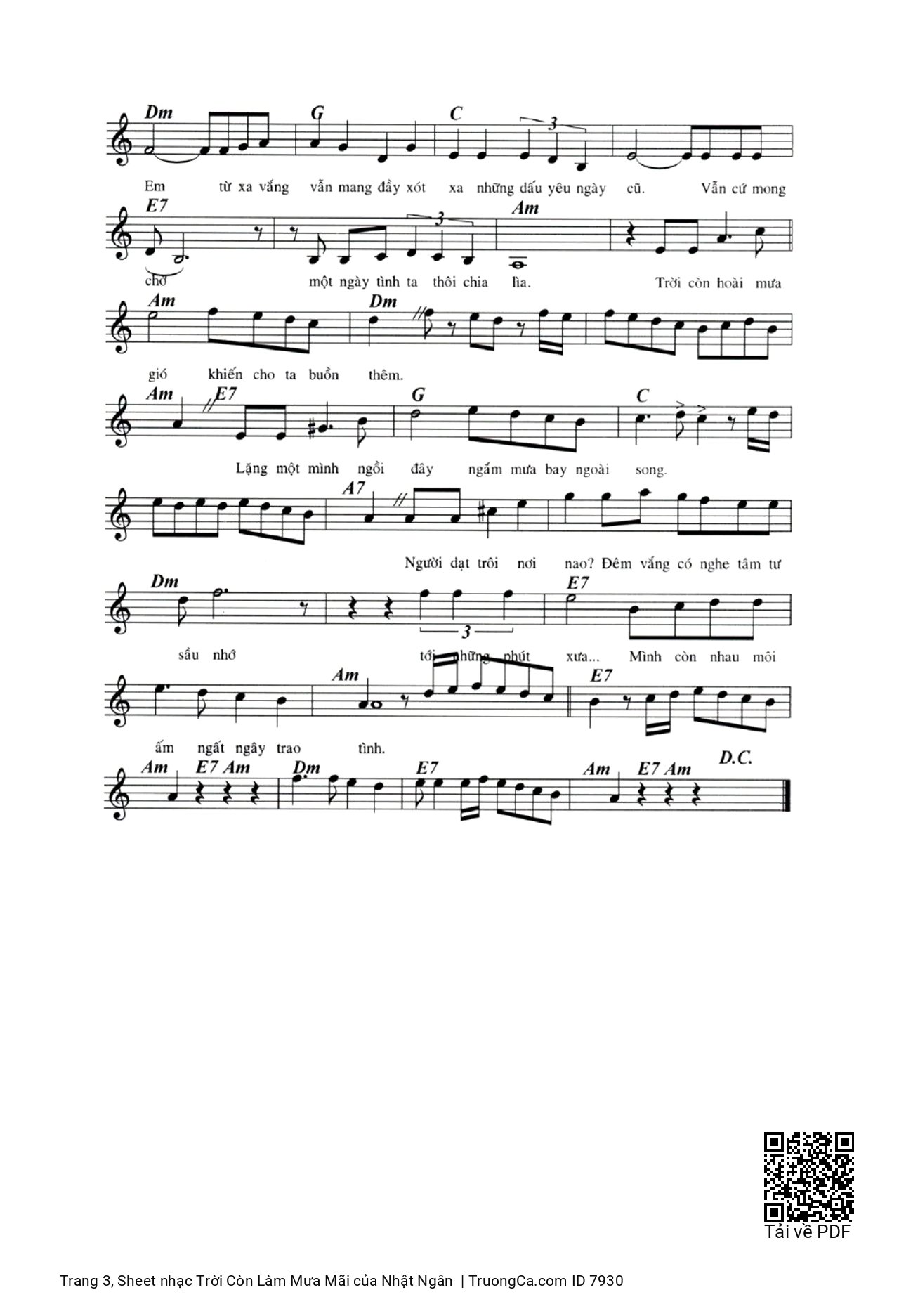 Page 3 of Sheet music PDF Trời Còn Làm Mưa Mãi - Nhật Ngân