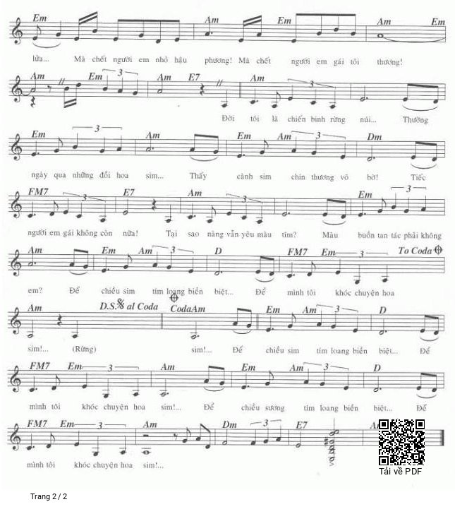 Page 2 of Sheet music PDF Chuyện Hoa Sim - Chưa Chọn