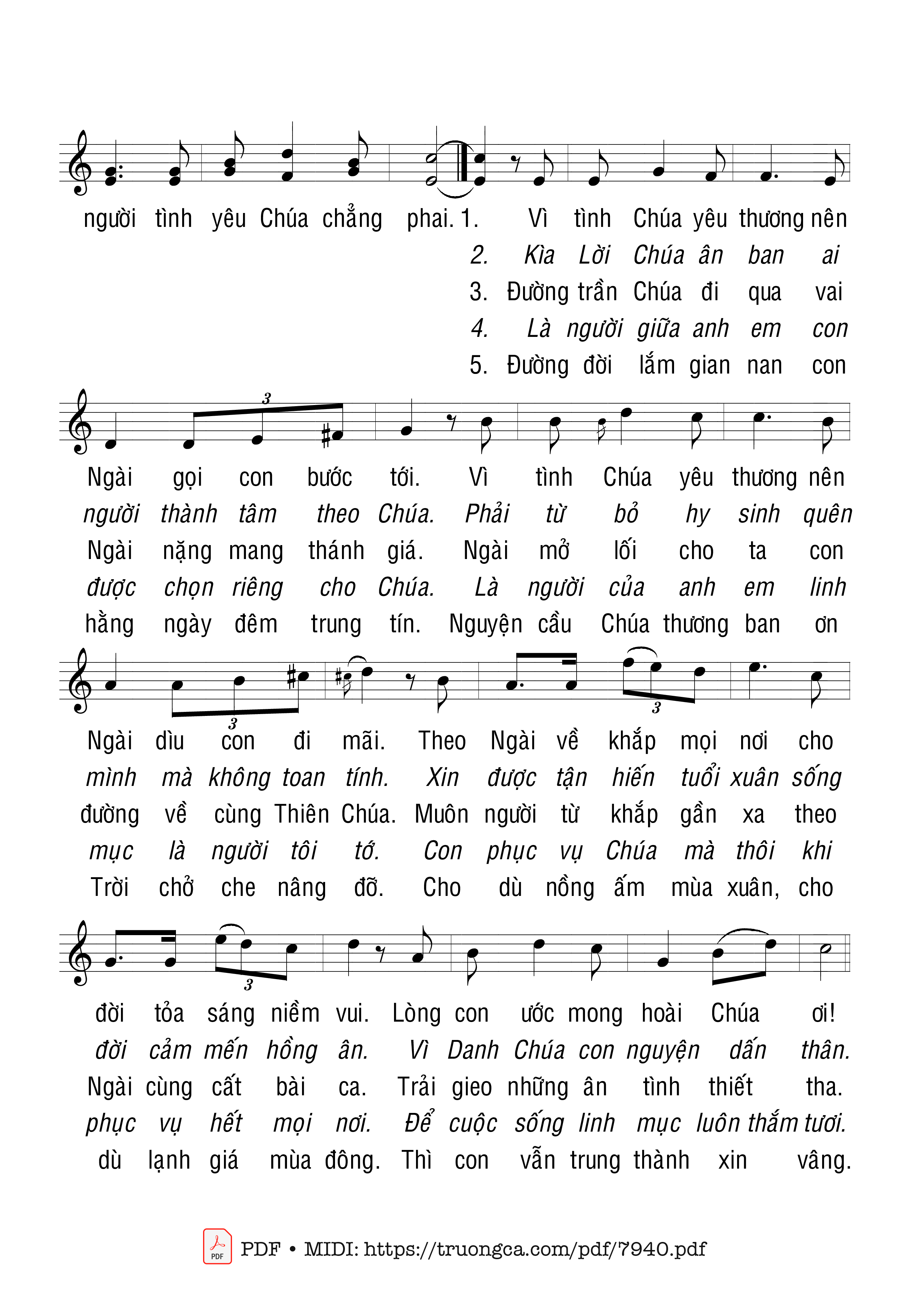 Page 2 of Sheet music PDF Theo Chúa Lên đường - Nguyễn Duy