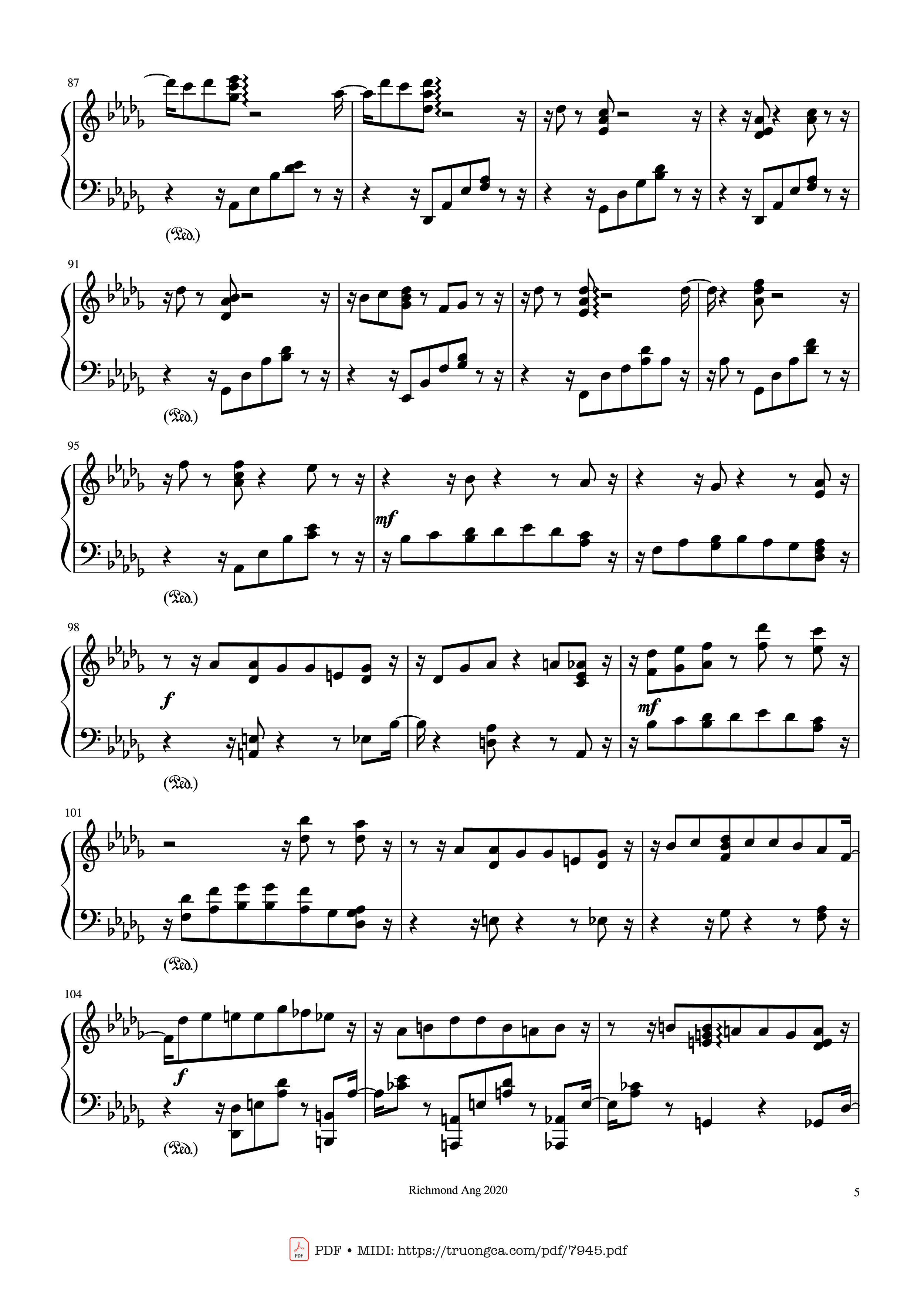 Page 5 of Sheet music PDF The name of life, Inochi No Namae (Joe Hisaishi) - Joe Hisaishi