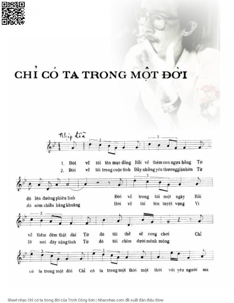 Page 1 of Sheet music PDF Chỉ có ta trong đời - Trịnh Công Sơn