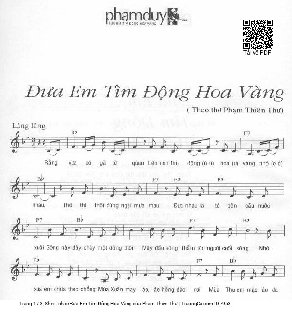 Sheet PDF of Đưa Em Tìm Động Hoa Vàng