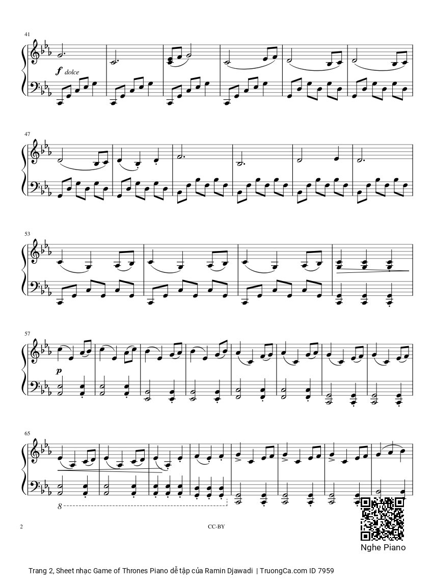 Page 2 of Sheet music PDF Game of Thrones Piano dễ tập - Ramin Djawadi