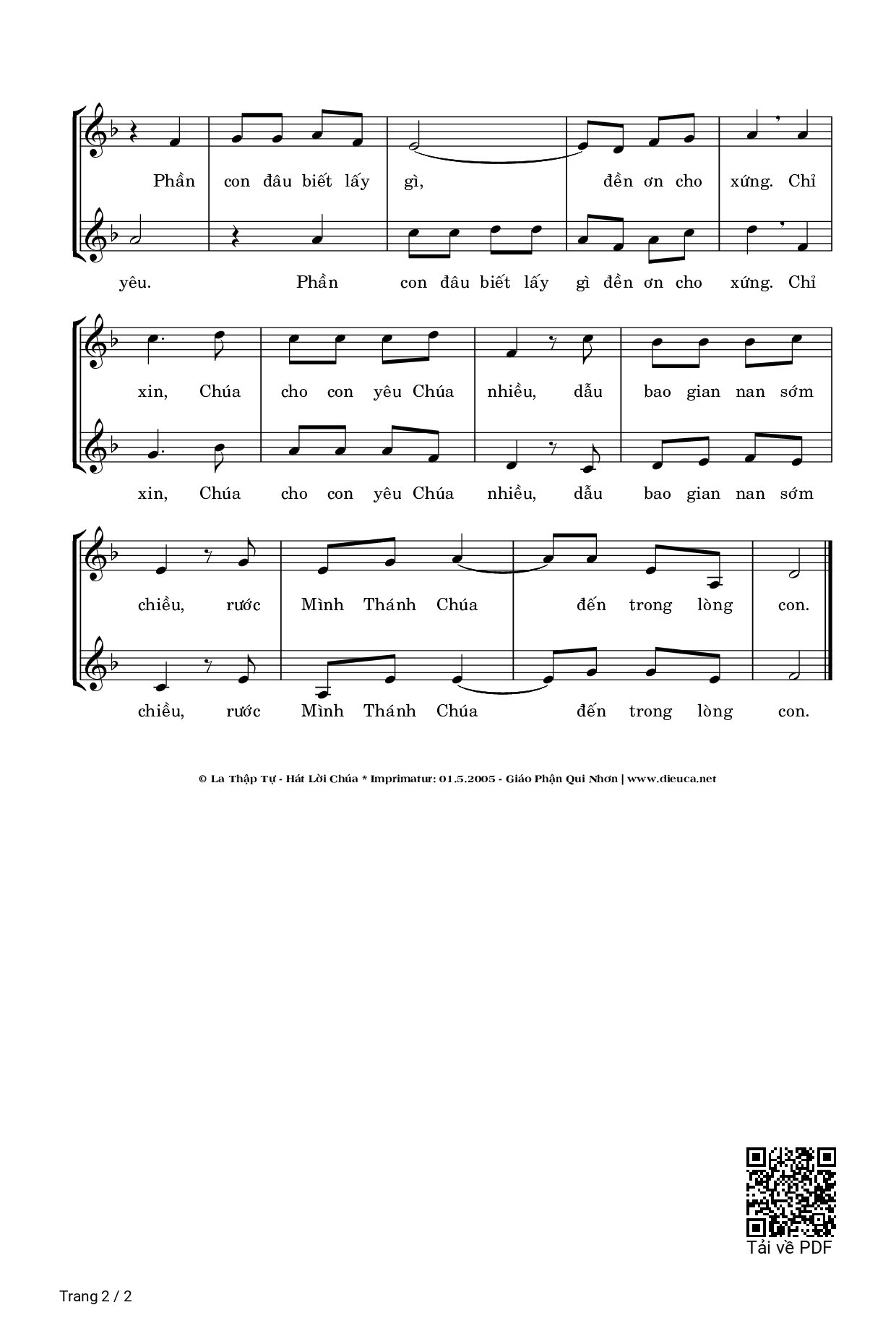 Page 2 of Sheet music PDF Chúa Thương Yêu Ta - La Thập Tự