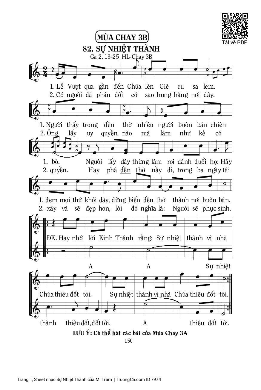 Sheet PDF of Sự Nhiệt Thành