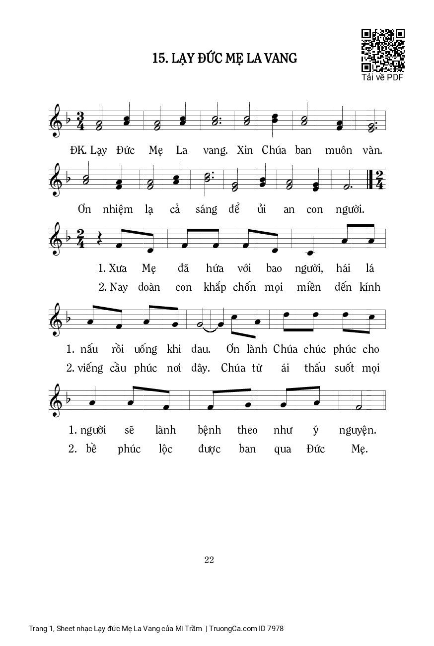 Sheet PDF of Lạy đức Mẹ La Vang