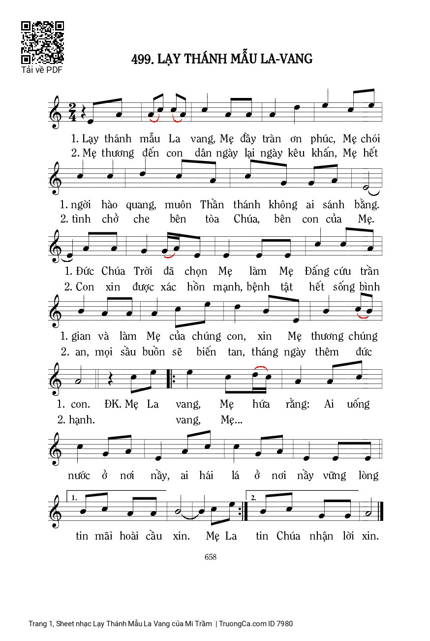 Sheet PDF of Lạy Thánh Mẫu La Vang