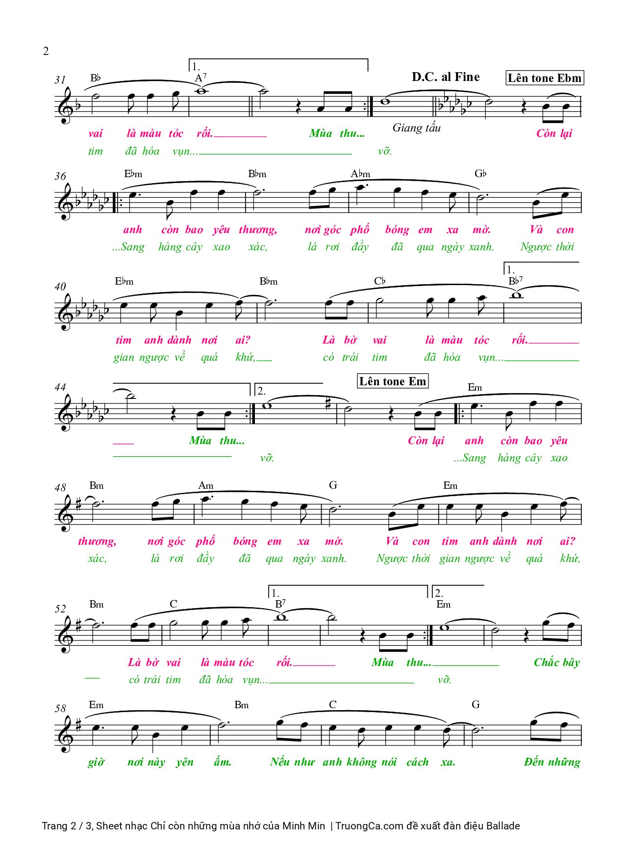 Page 2 of Sheet music PDF Chỉ còn những mùa nhớ - Minh Min