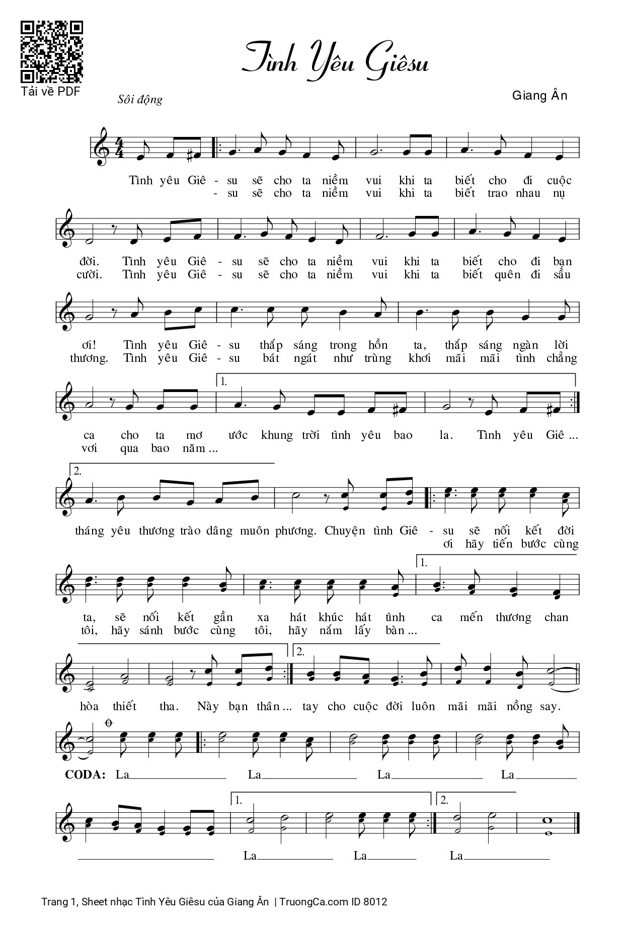 Sheet PDF of Tình Yêu Giêsu
