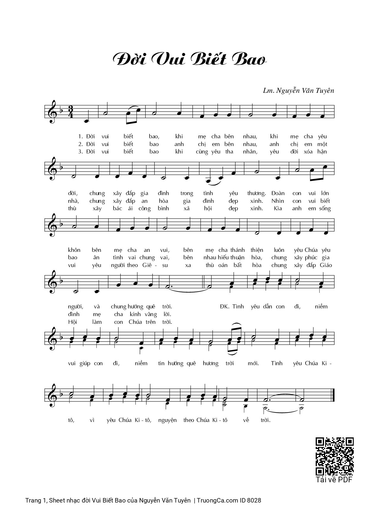 Page 1 of Sheet music PDF đời Vui Biết Bao - Nguyễn Văn Tuyên