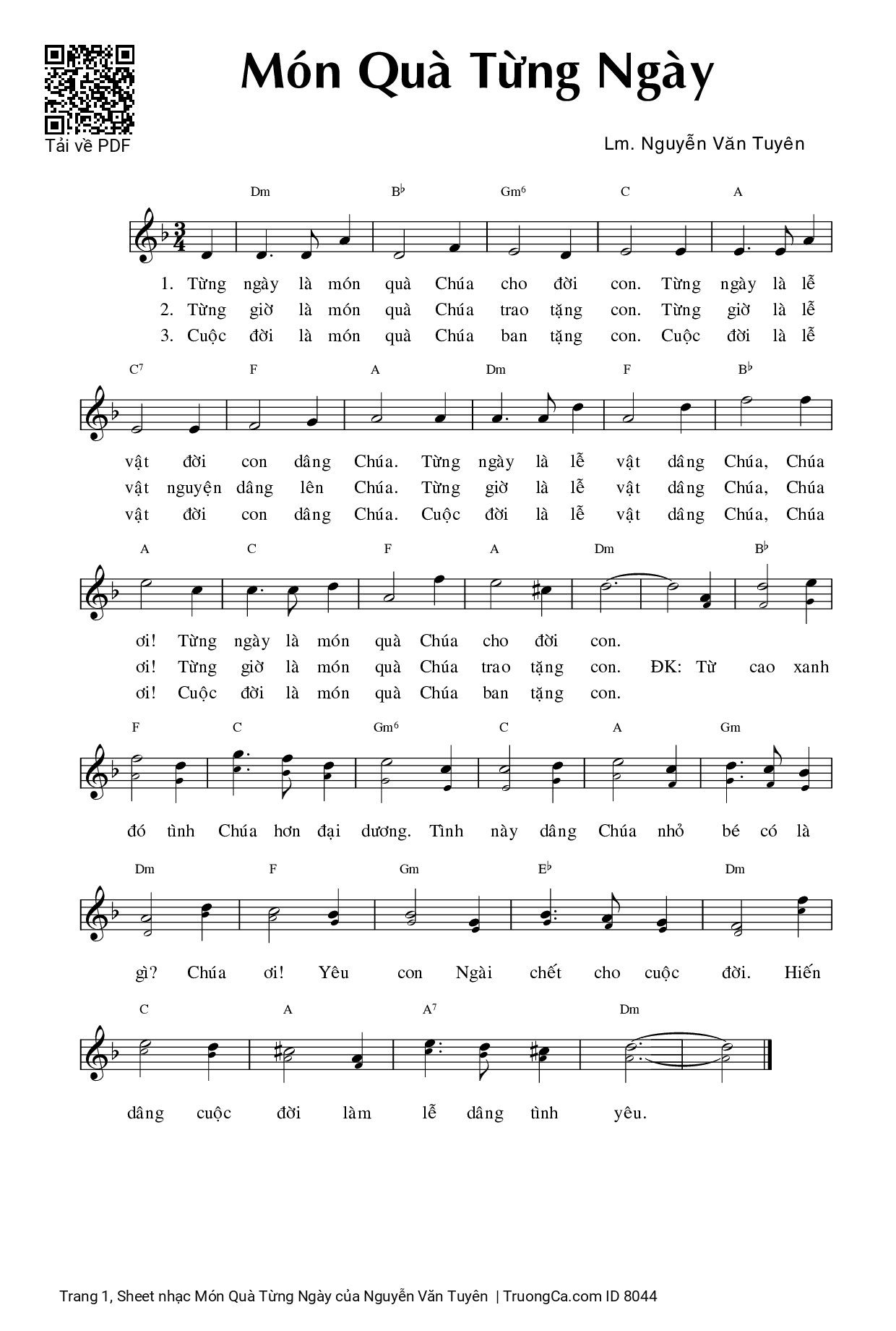 Sheet PDF of Món Quà Từng Ngày