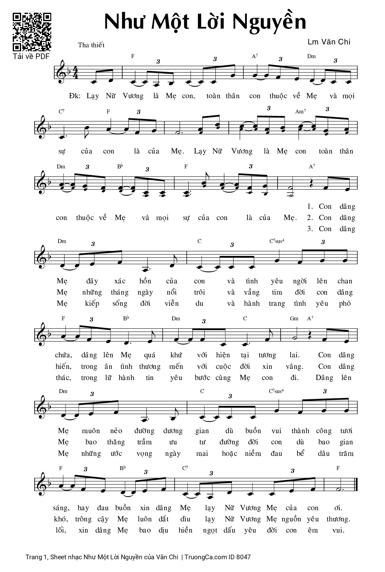 Sheet PDF of Như Một Lời Nguyền