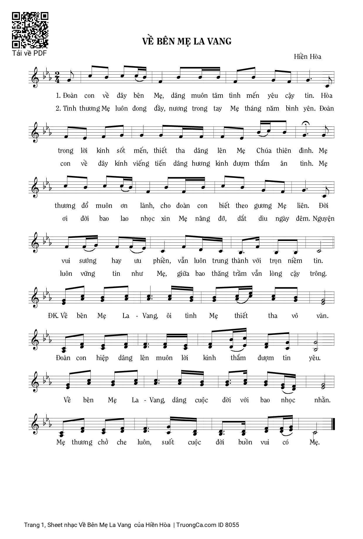 Sheet PDF of Về Bên Mẹ La Vang 
