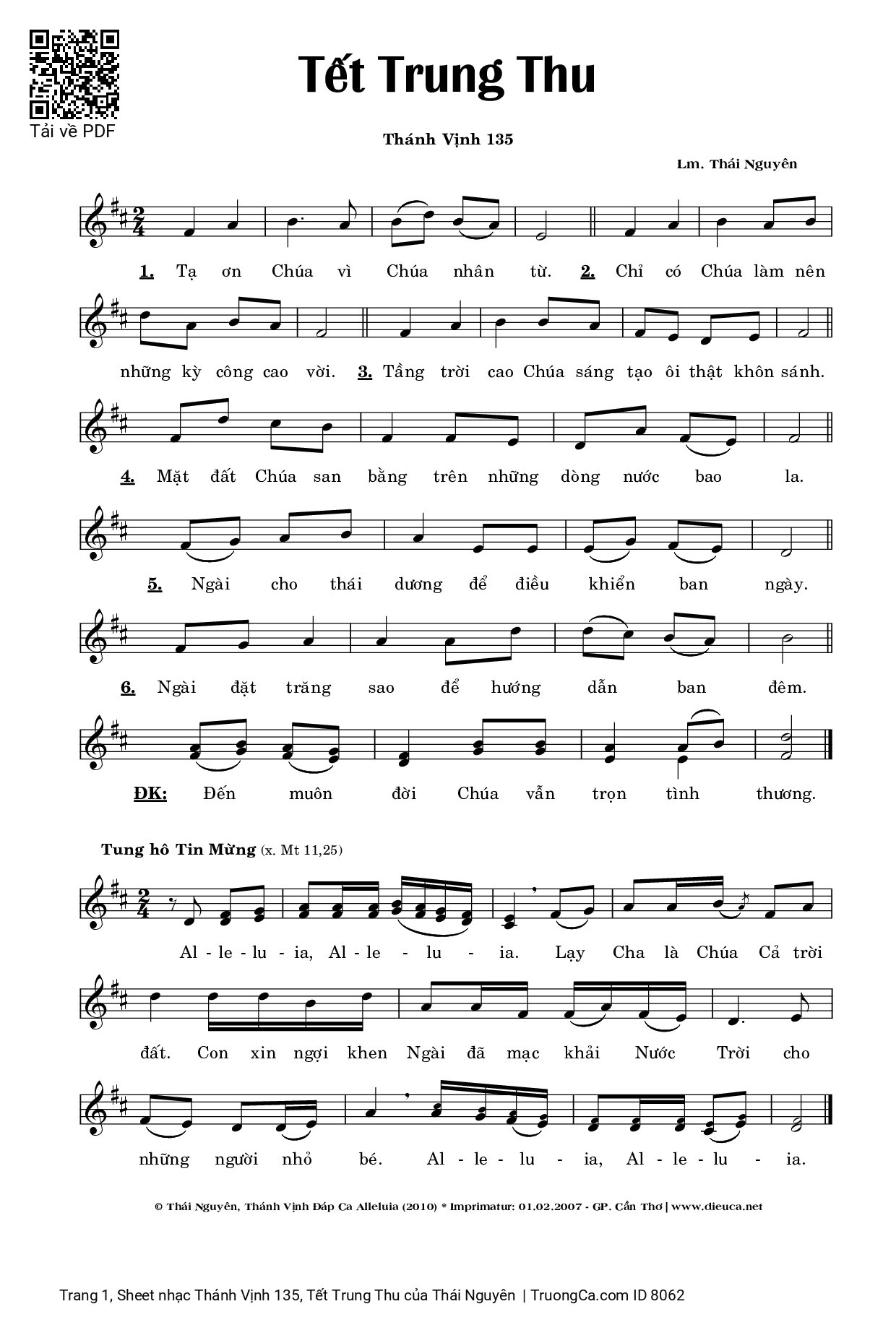 Sheet PDF of Thánh Vịnh 135, Tết Trung Thu