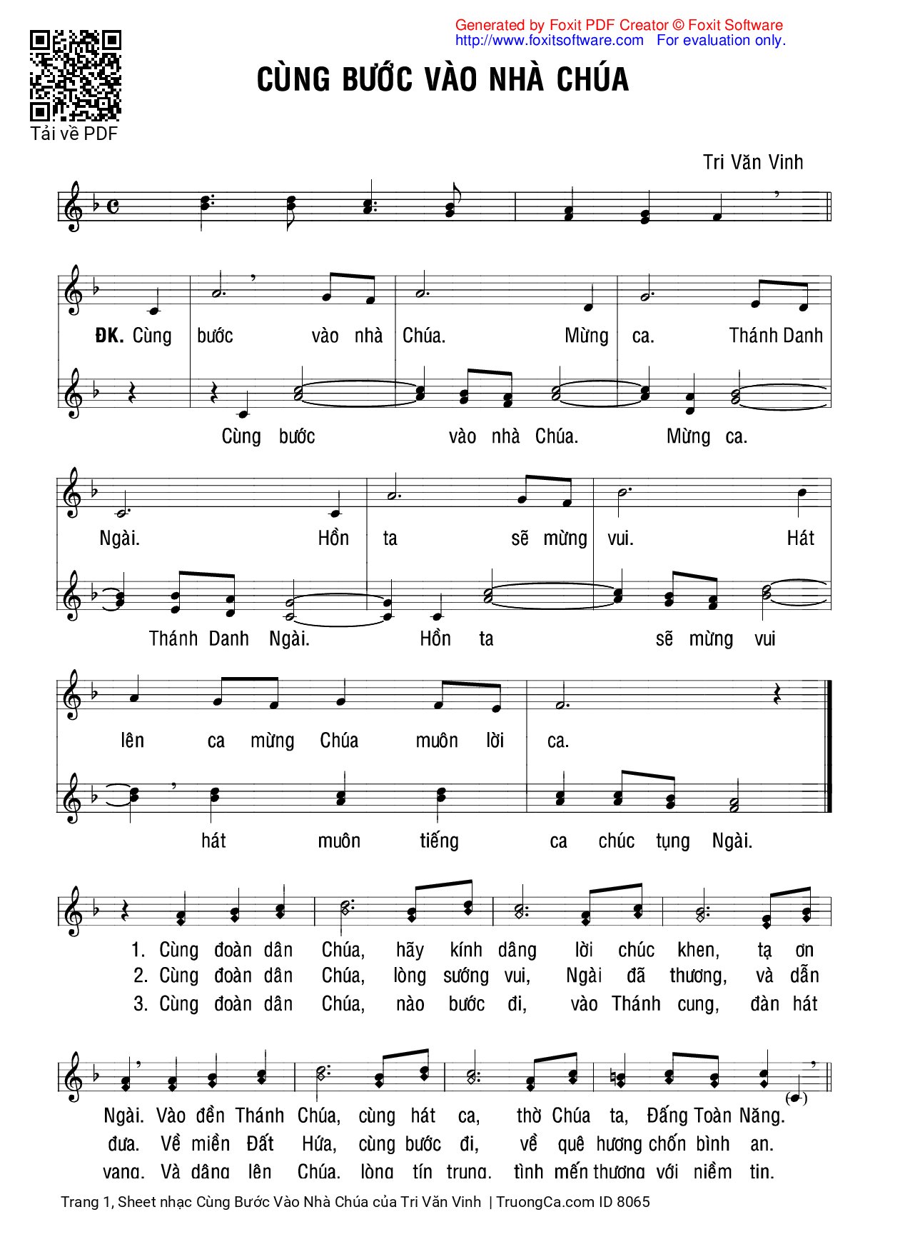 Sheet PDF of Cùng Bước Vào Nhà Chúa