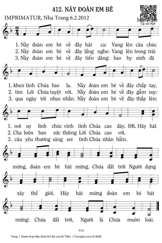 Sheet PDF of Này đoàn Em Bé