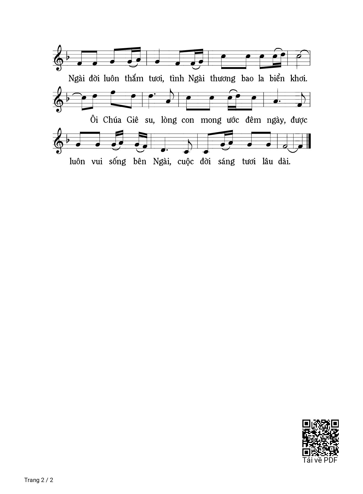 Page 2 of Sheet music PDF Chúa Giêsu Và Trẻ Nhỏ - Nguyễn Duy