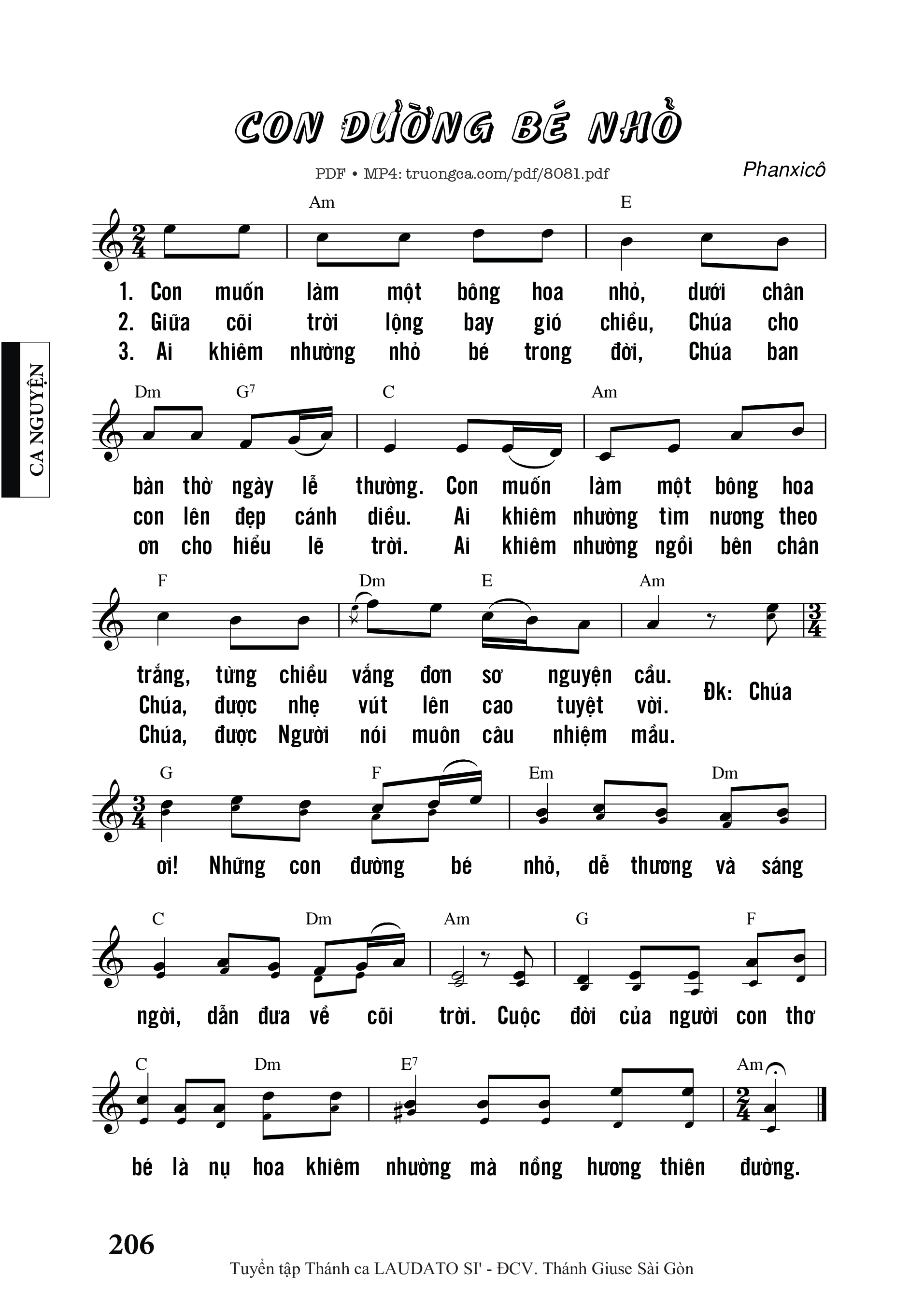 Sheet PDF of Con đường Bé Nhỏ