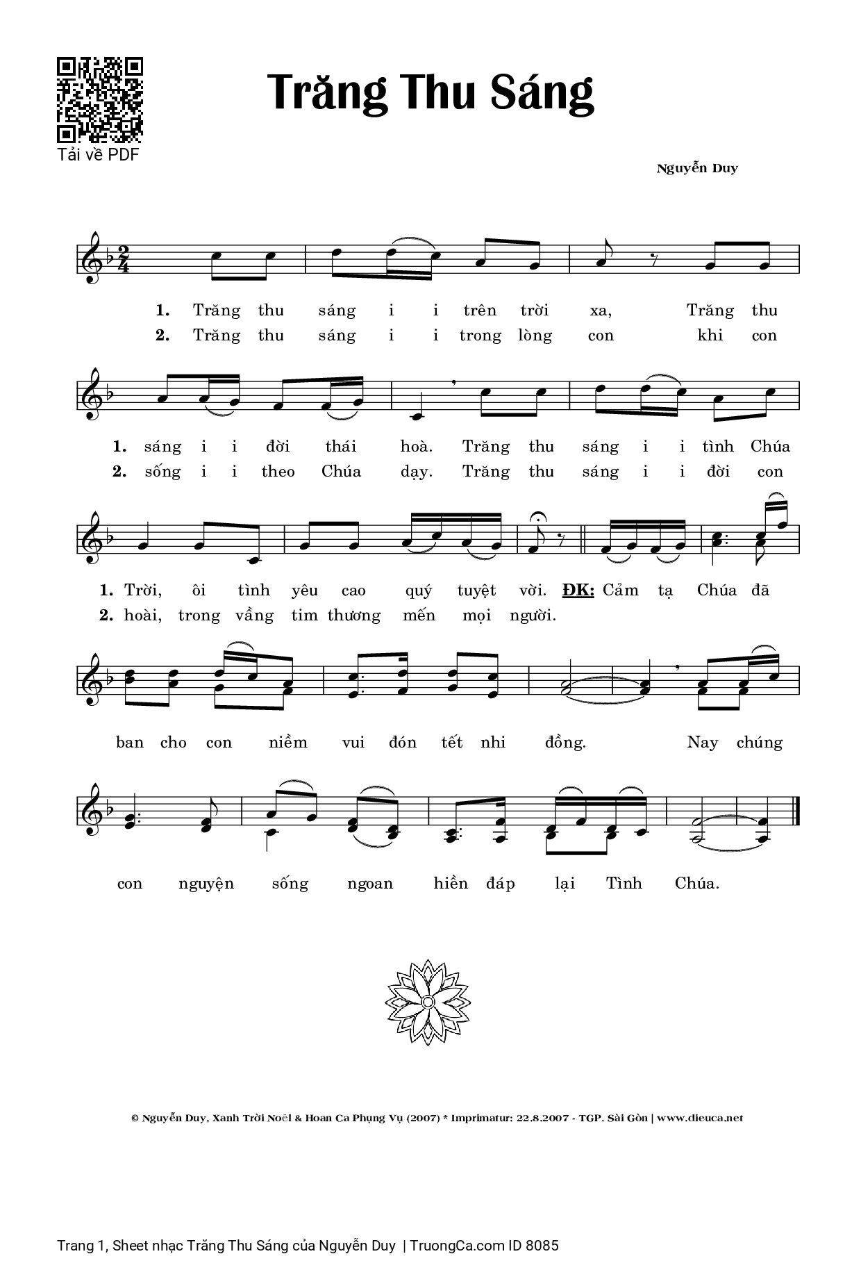 Sheet PDF of Trăng Thu Sáng