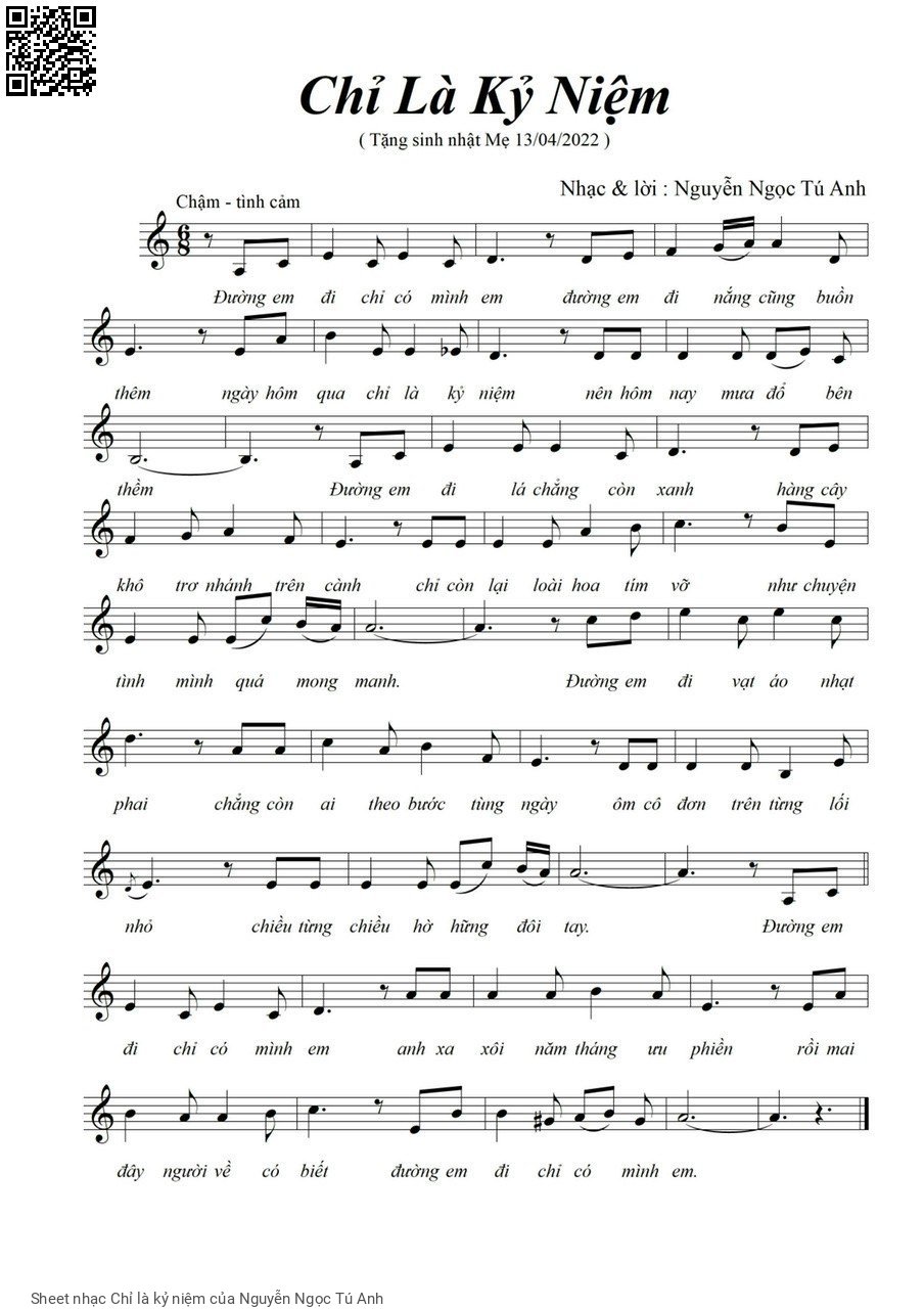 Sheet PDF of Chỉ là kỷ niệm