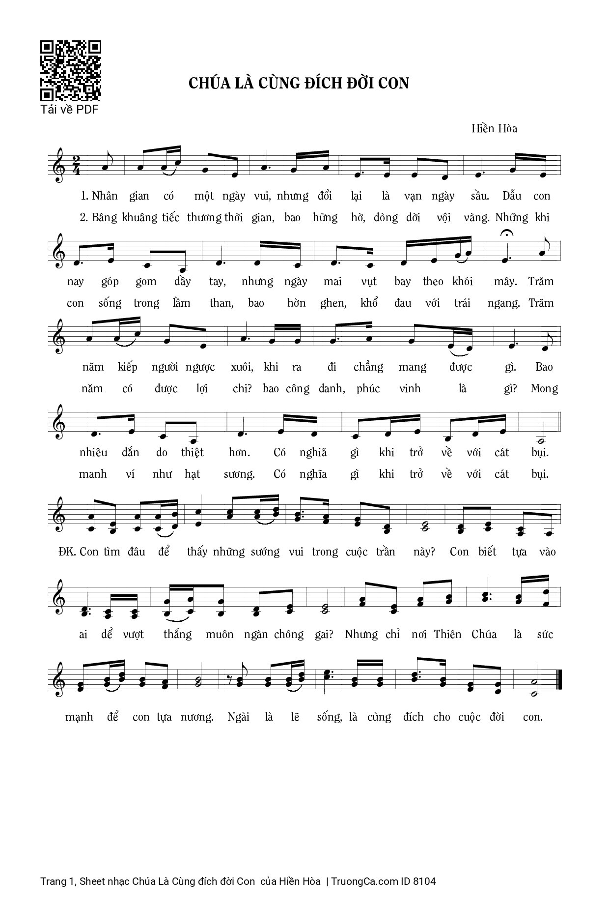 Sheet PDF of Chúa Là Cùng đích đời Con 