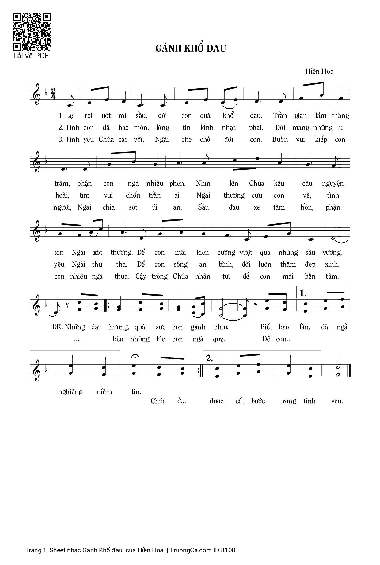 Sheet PDF of Gánh Khổ đau 