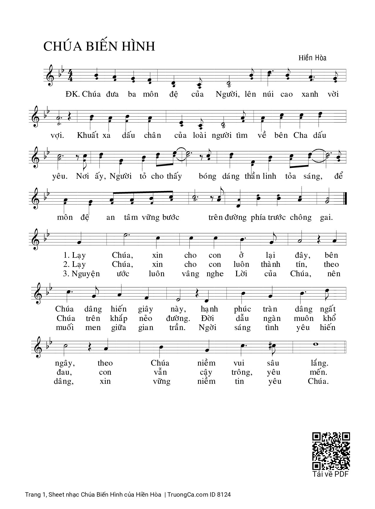 Sheet PDF of Chúa Biến Hình