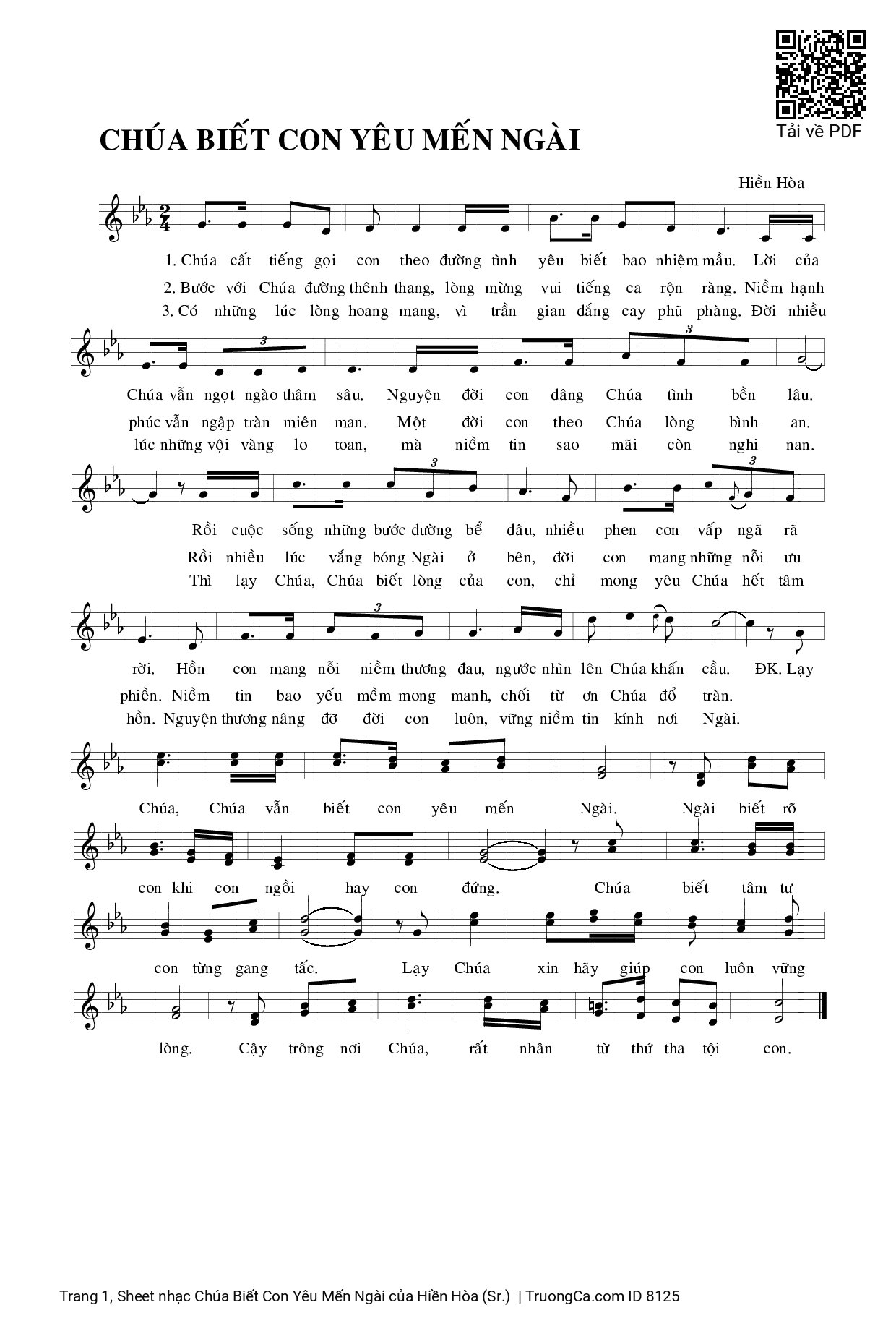 Sheet PDF of Chúa Biết Con Yêu Mến Ngài