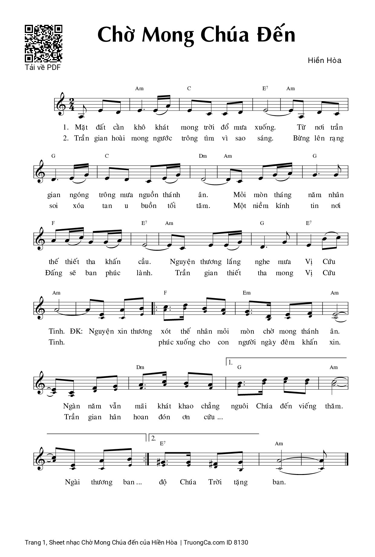 Sheet PDF of Chờ Mong Chúa đến